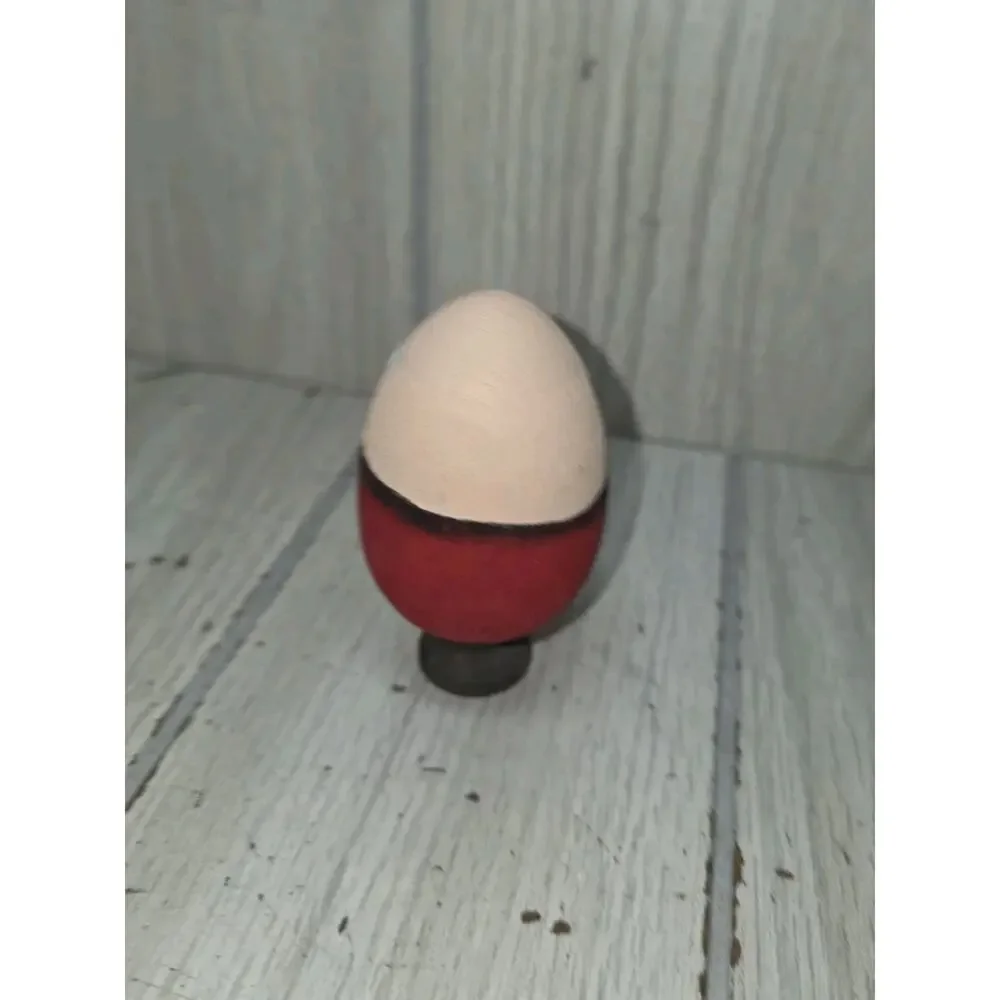Vintage Hand Painted Wood Santa Clause Egg Figurine Kitschy Christmas Holiday